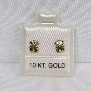 ORO 10K Mex. Inspired Teddy Bear Earrings Studs BROQUEL Arete Osito Fine jewelry